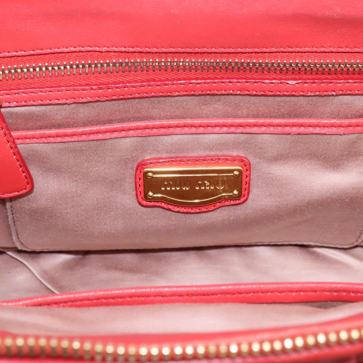 Miu Miu Madras Bowler Matelasse Leather Red Leather Handbag (Pre-Owned)