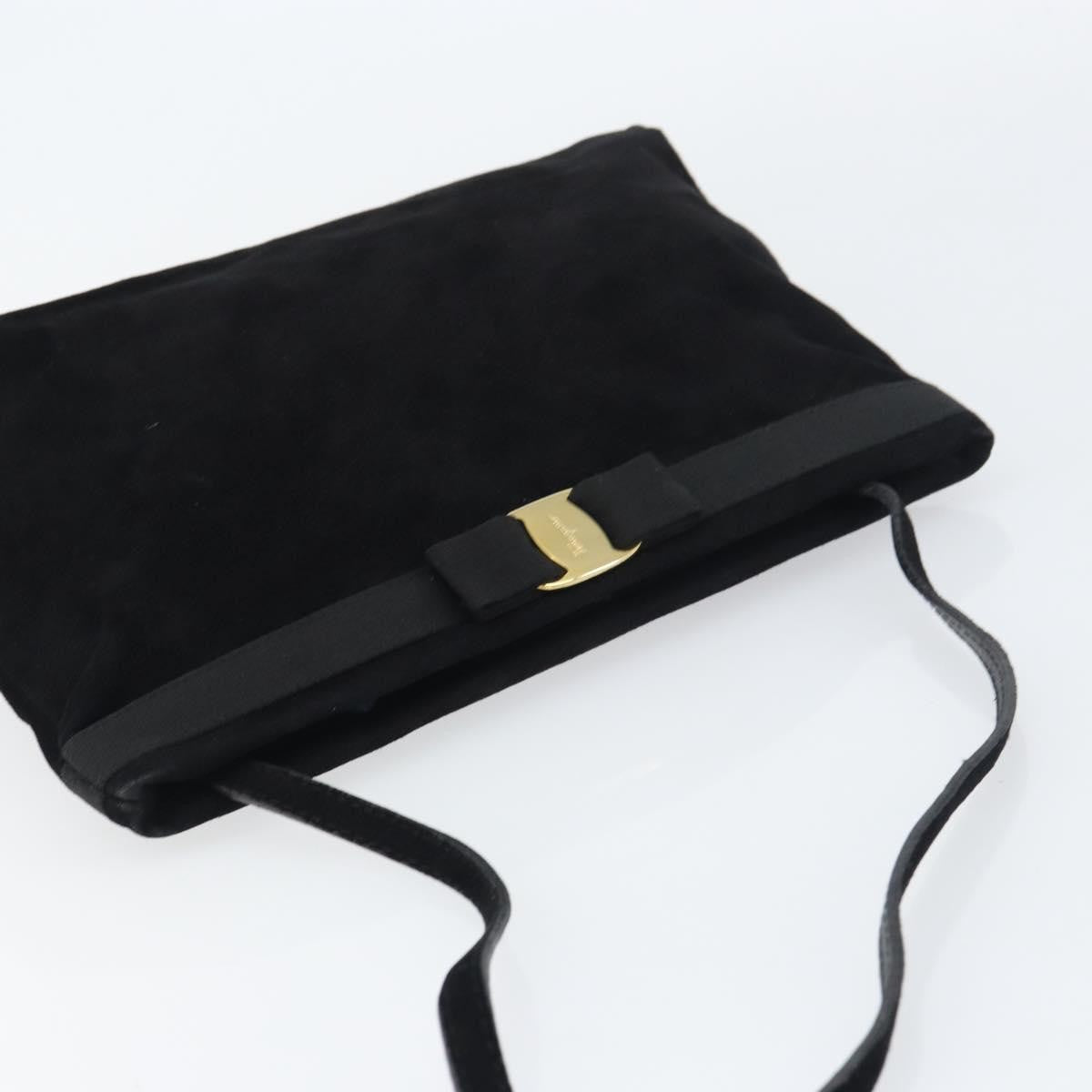 Salvatore Ferragamo Vala Suede Black Suede Shoulder Bag Bag (Pre-Owned)