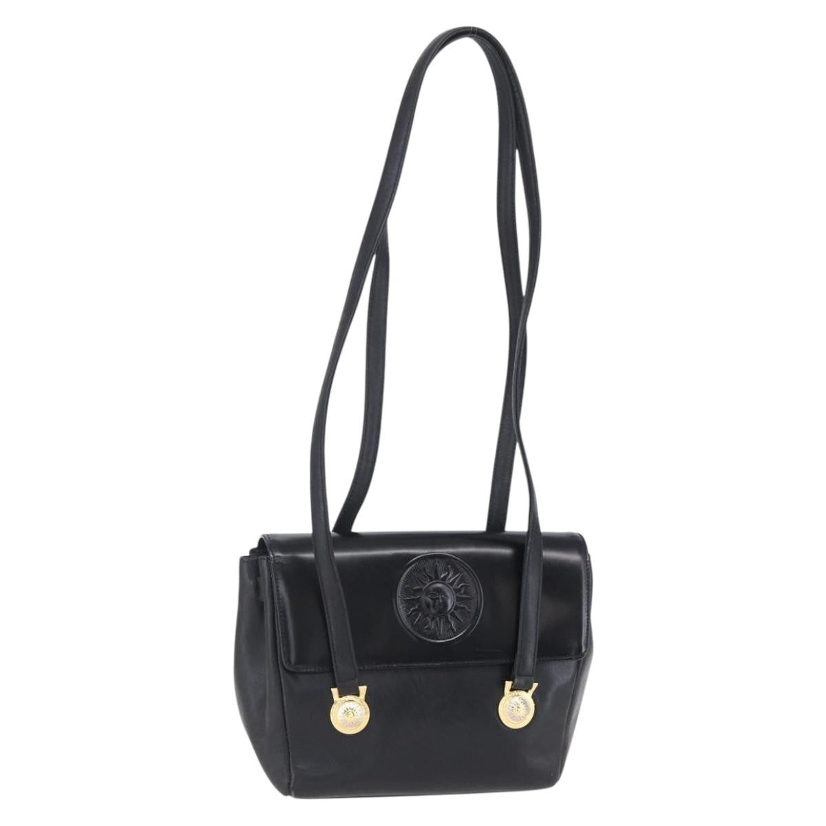 Versace Vintage Leather Black Leather Shoulder Bag Bag (Pre-Owned)