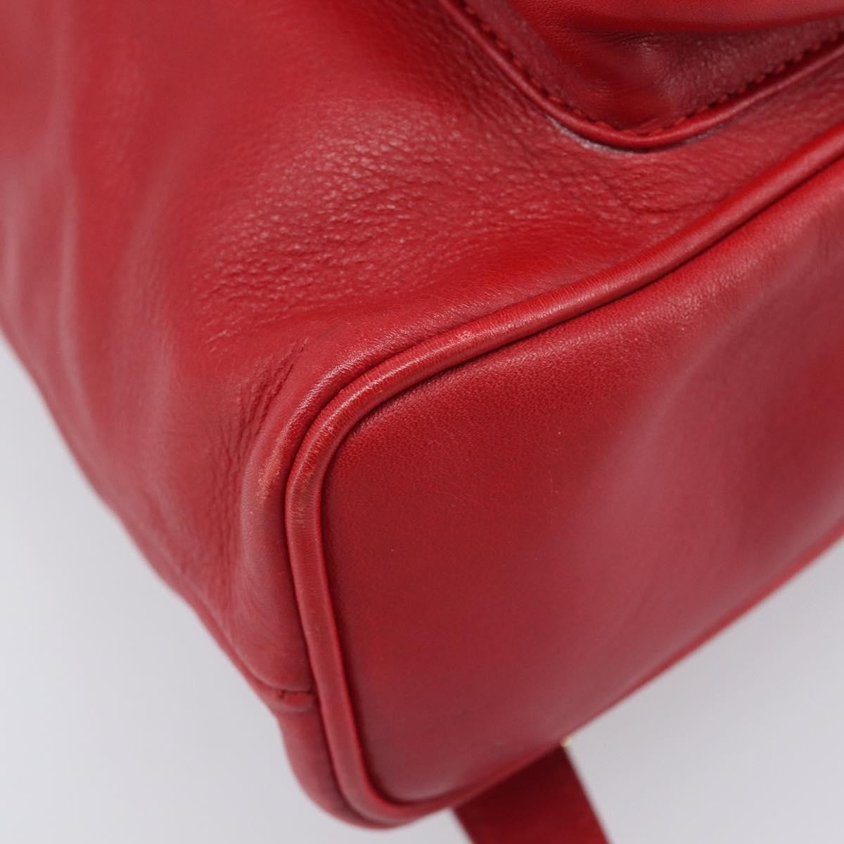 Gucci Vintage Bamboo Leather Red Leather Backpack Bag (Pre-Owned)