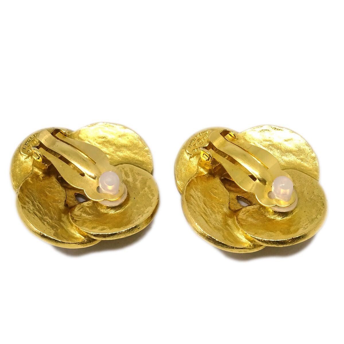 Chanel Clover Round Clip-On Metal Gold Gold_Plated Earrings Jewelry (Pre-Owned)