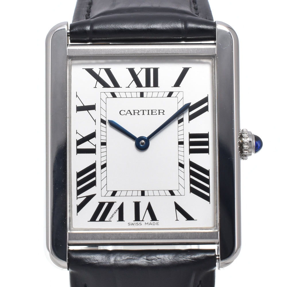 Cartier Tank Solo Quartz Stainless Steel And Leather Watch (Pre-Owned)