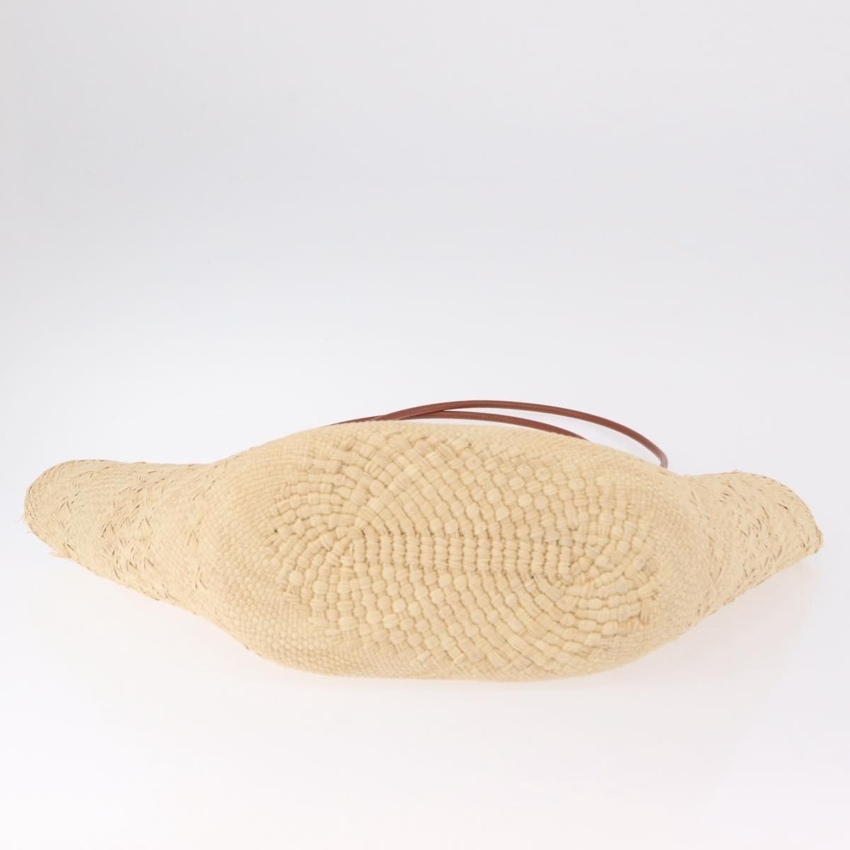 Loewe Anagram Basket Raffia Beige Wood Tote Bag Bag (Pre-Owned)