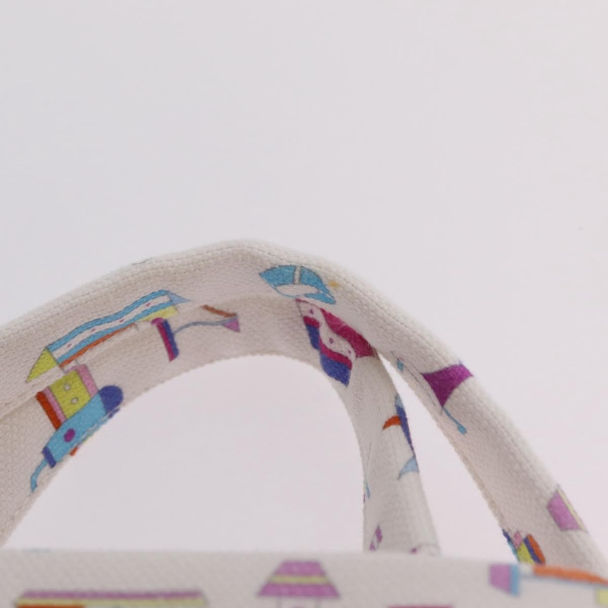Hermes Beach Printed Toile White Canvas Tote Bag Bag (Pre-Owned)