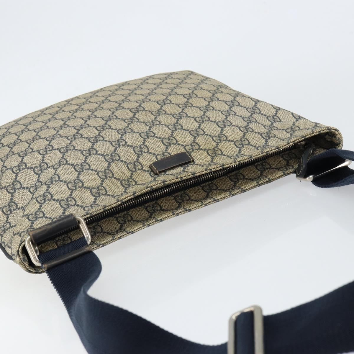 Gucci Zip Top Messenger Gg Coated Canvas Navy Pvc Shoulder Bag Bag (Pre-Owned)
