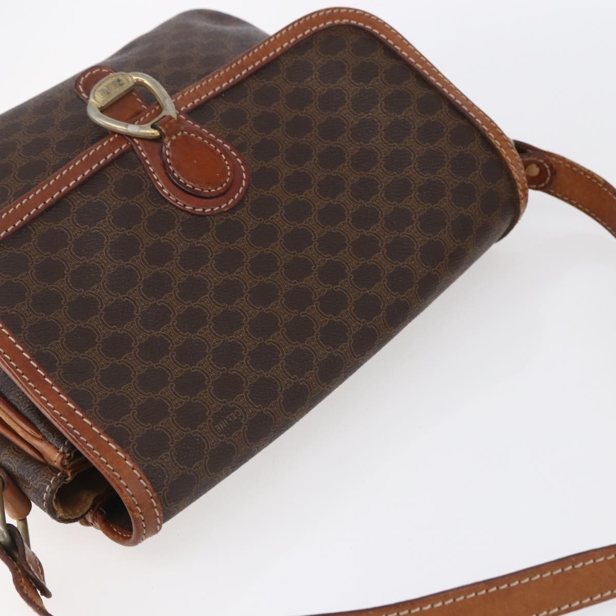 Celine Vintage Macadam Canvas And Leather Brown Canvas Shoulder Bag Bag (Pre-Owned)