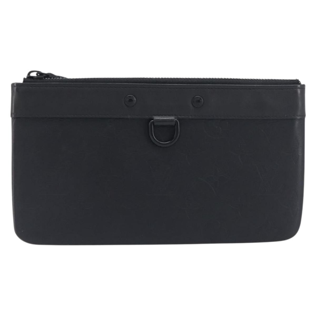 Louis Vuitton Discovery Pochette Monogram Shadow Leather Black Leather Clutche & Pouche Bag (Pre-Owned)