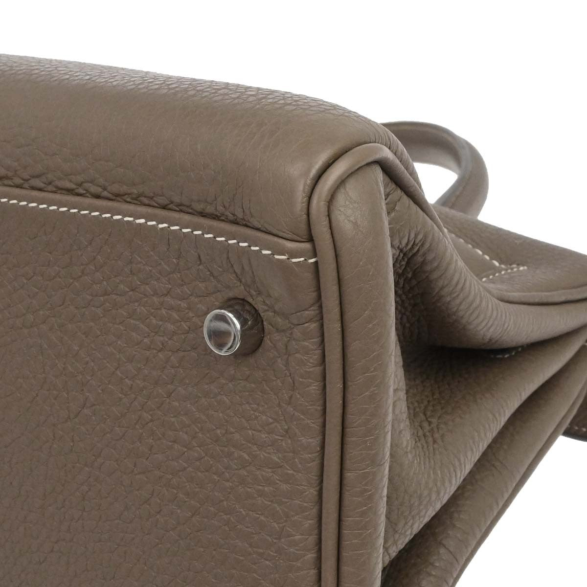 Hermes Shoulder Kelly Clemence Gray Leather Handbag (Pre-Owned)