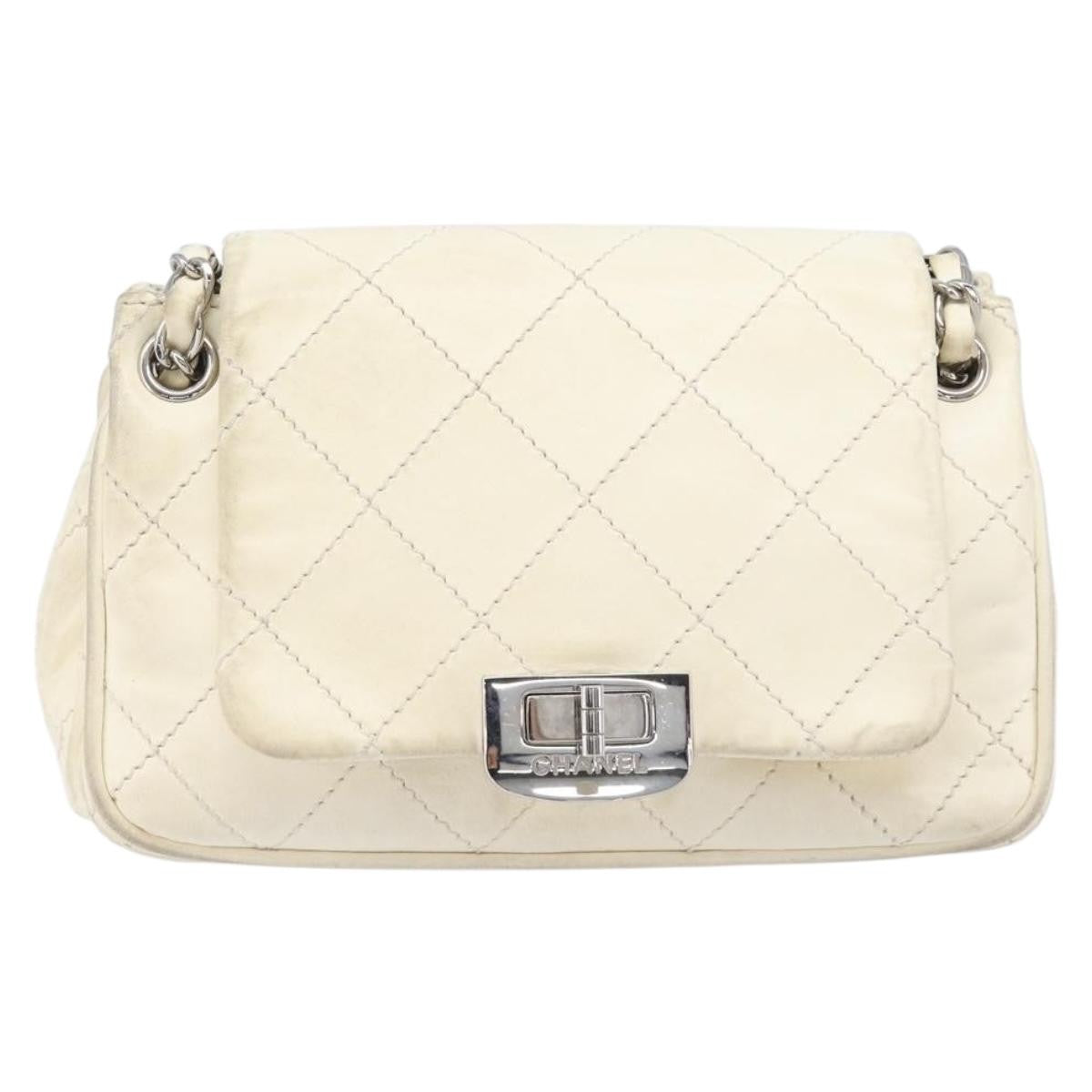Chanel Mademoiselle Lock Accordion Flap Quilted Lambskin Beige Leather Handbag (Pre-Owned)