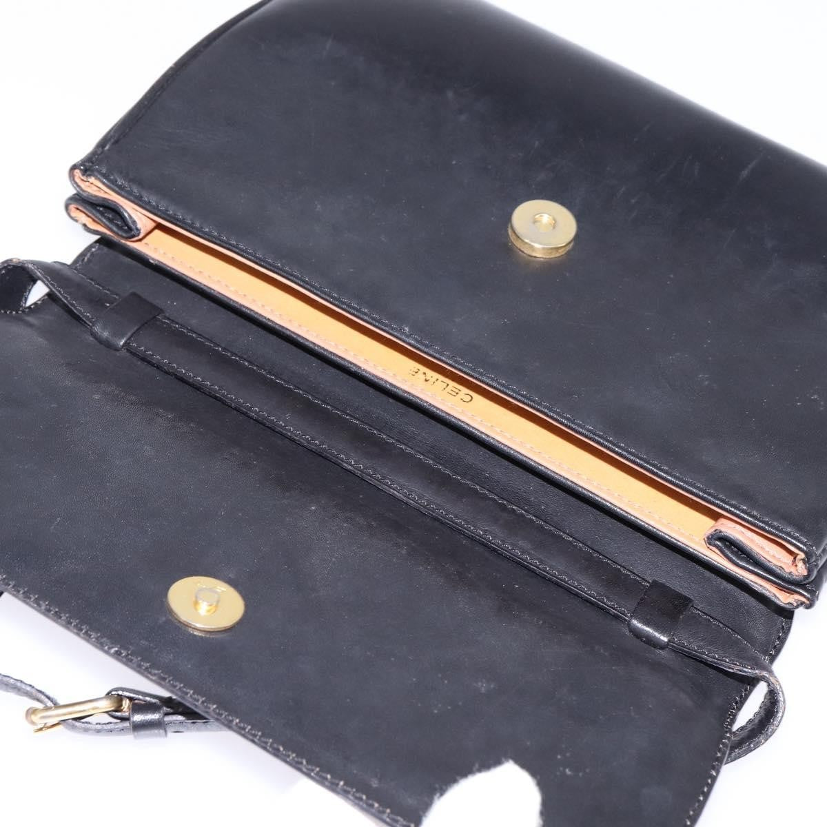 Celine Vintage Leather Black Leather Shoulder Bag Bag (Pre-Owned)