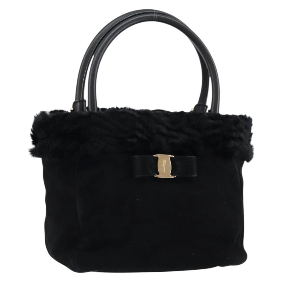 Salvatore Ferragamo Vala Suede Black Suede Handbag (Pre-Owned)