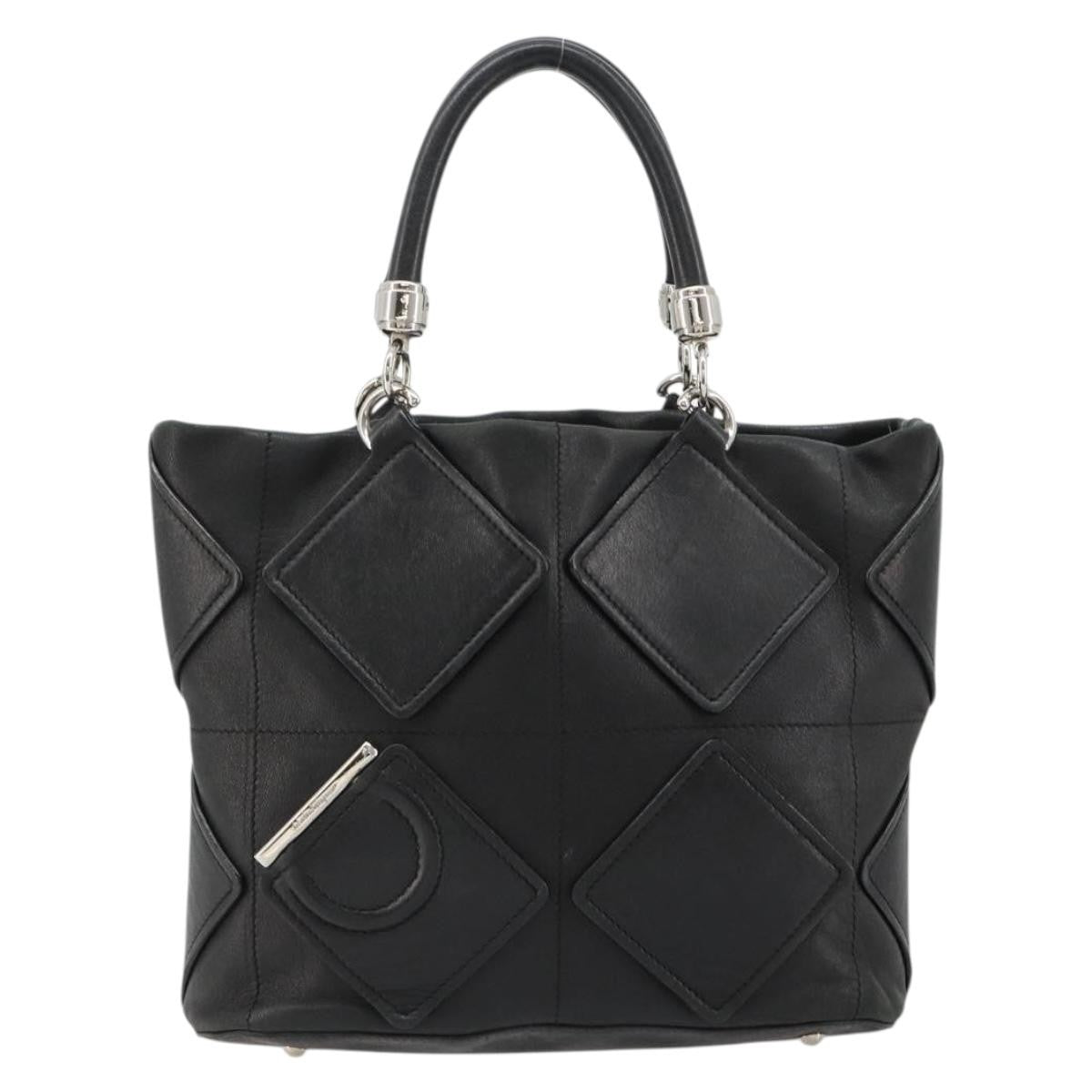 Salvatore Ferragamo Vintage Leather Black Leather Handbag (Pre-Owned)