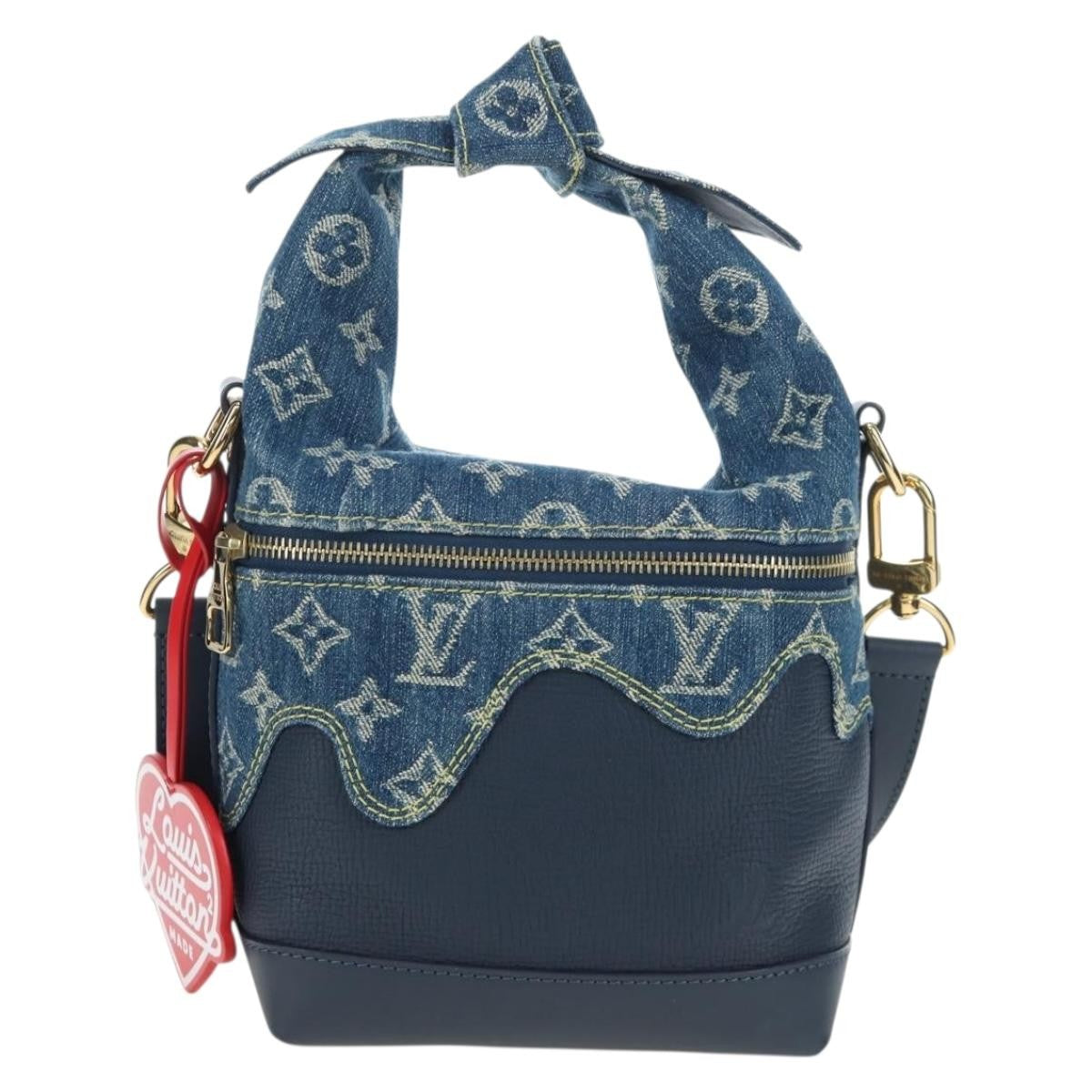Louis Vuitton Nigo Japanese Cruiser Monogram Denim And Taurillon Leather Blue Canvas Handbag (Pre-Owned)