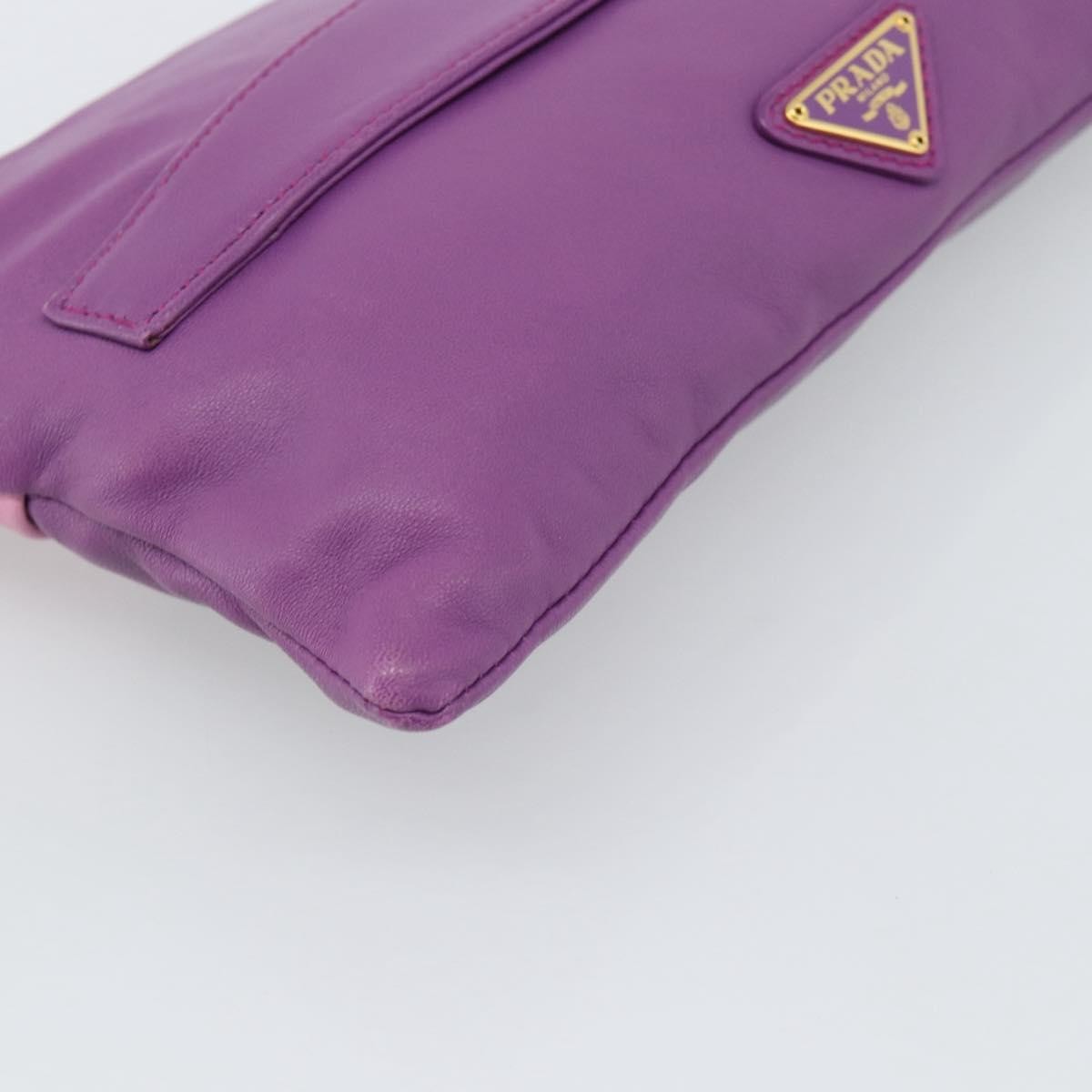 Prada Fold Over Chain Flap Soft Calf Purple Leather Handbag (Pre-Owned)
