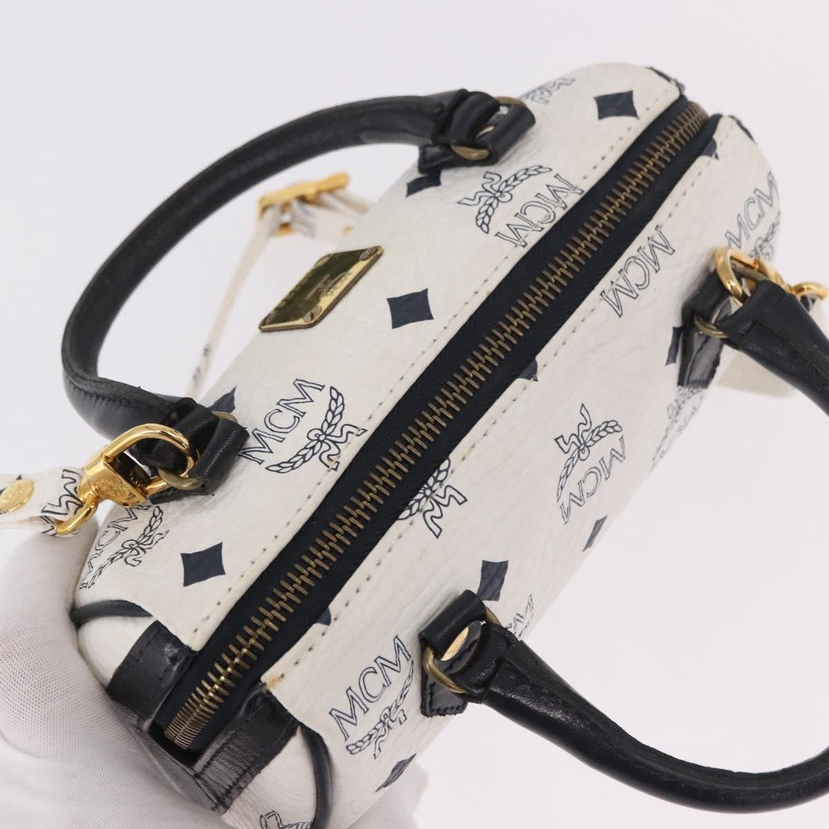 MCM Visetos Leather White Leather Handbag (Pre-Owned)