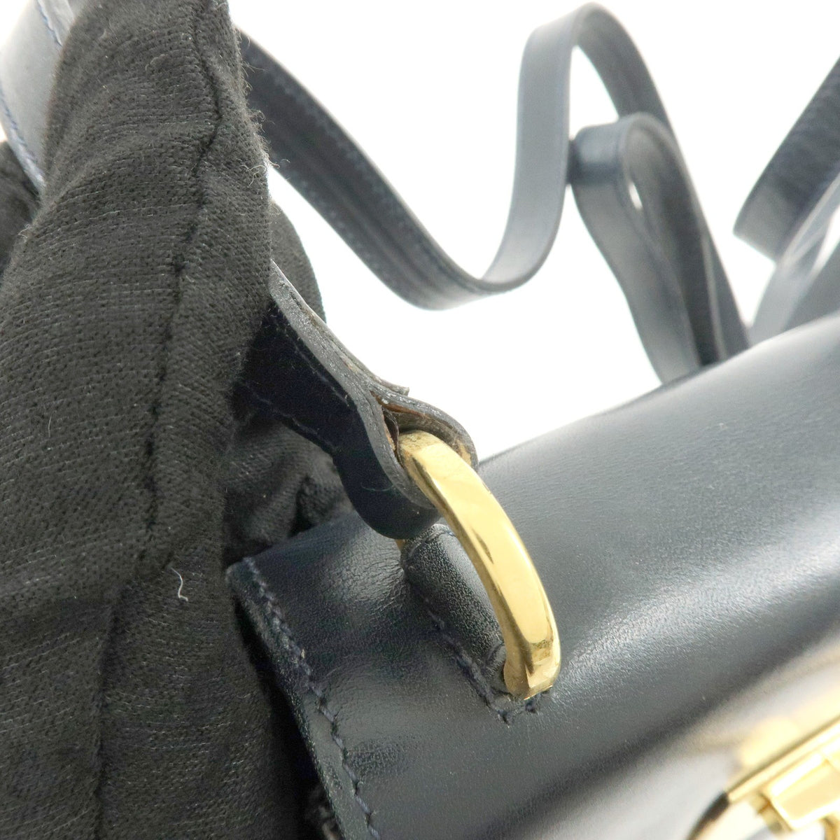 Salvatore Ferragamo Vintage Gancini Flap Leather Navy Leather Shoulder Bag Bag (Pre-Owned)
