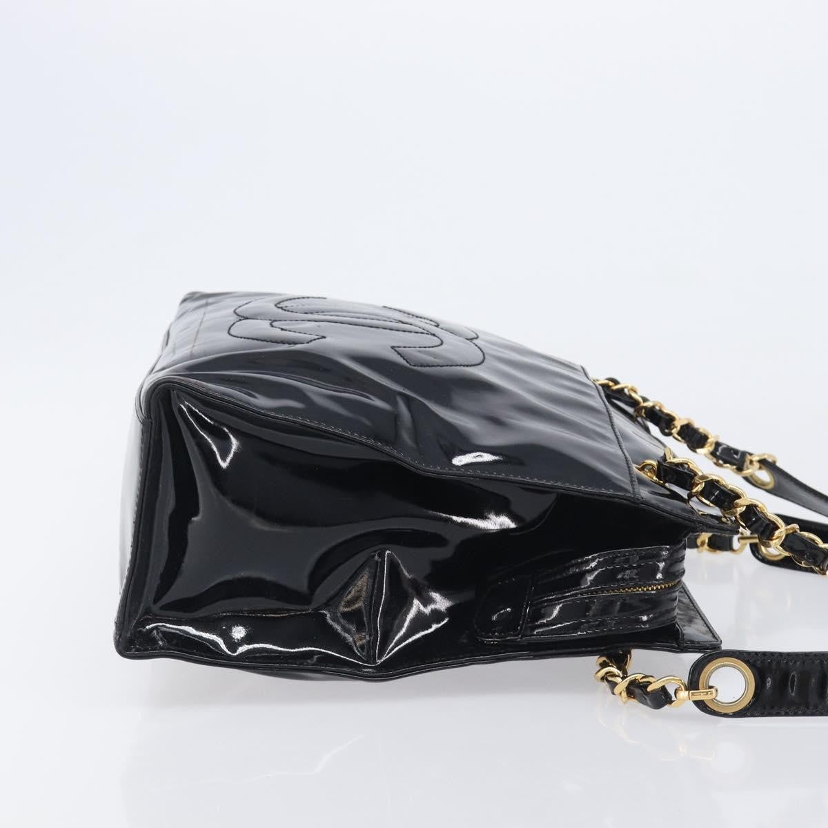 Chanel Coco Mark Patent Leather Black Patent_Leather Shoulder Bag Bag (Pre-Owned)