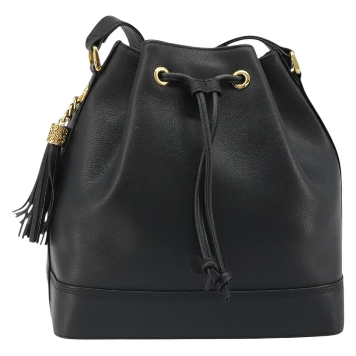 Valentino Garavani Vintage Leather Black Leather Shoulder Bag Bag (Pre-Owned)