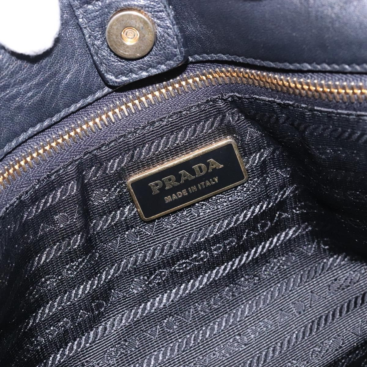 Prada Bow Tote Leather Black Leather Tote Bag Bag (Pre-Owned)