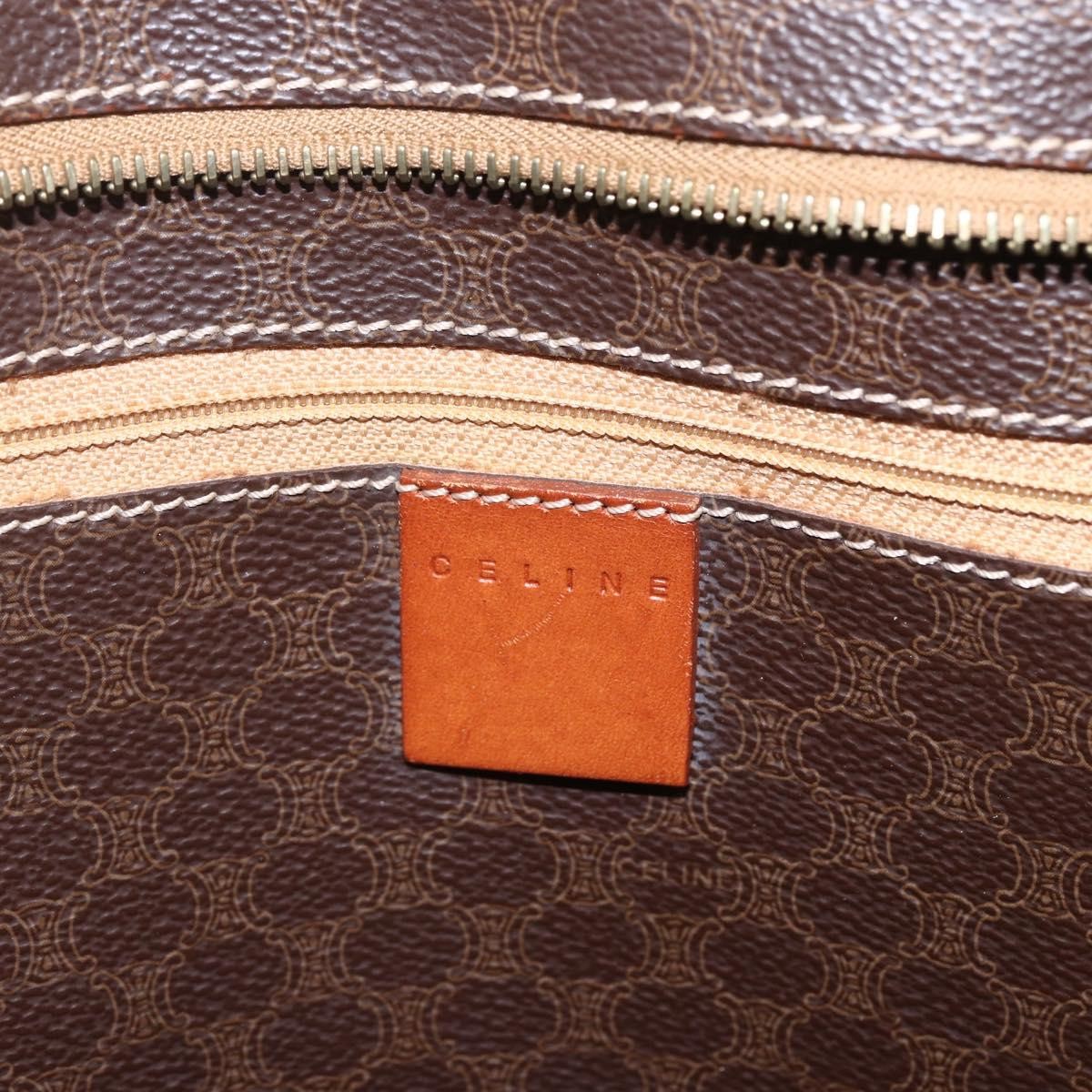 Celine Vintage Macadam Shopper Tote Canvas And Leather Brown Canvas Tote Bag Bag (Pre-Owned)