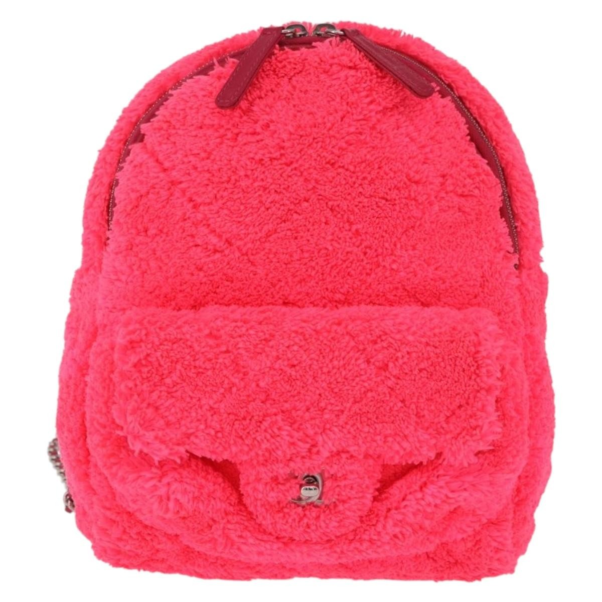Chanel Coco Beach Quilted Terry Cloth Pink Cotton Backpack Bag (Pre-Owned)