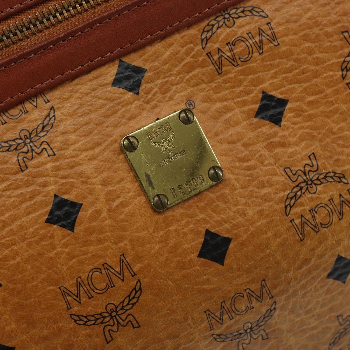 MCM Visetos Pvc Brown Canvas Clutche & Pouche Bag (Pre-Owned)