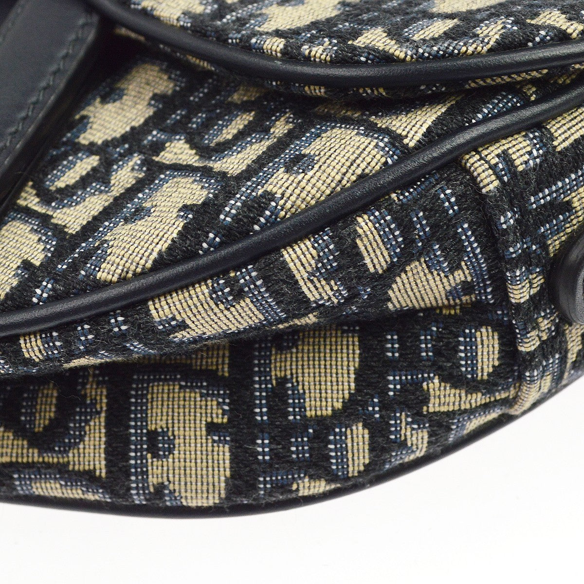 Christian Dior Saddle Oblique Jacquard Navy Canvas Handbag (Pre-Owned)
