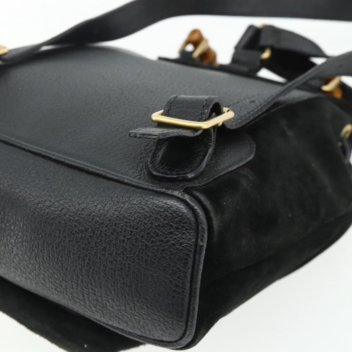 Gucci Gucci Bamboo Daim Black Suede Backpack Bag (Pre-Owned)