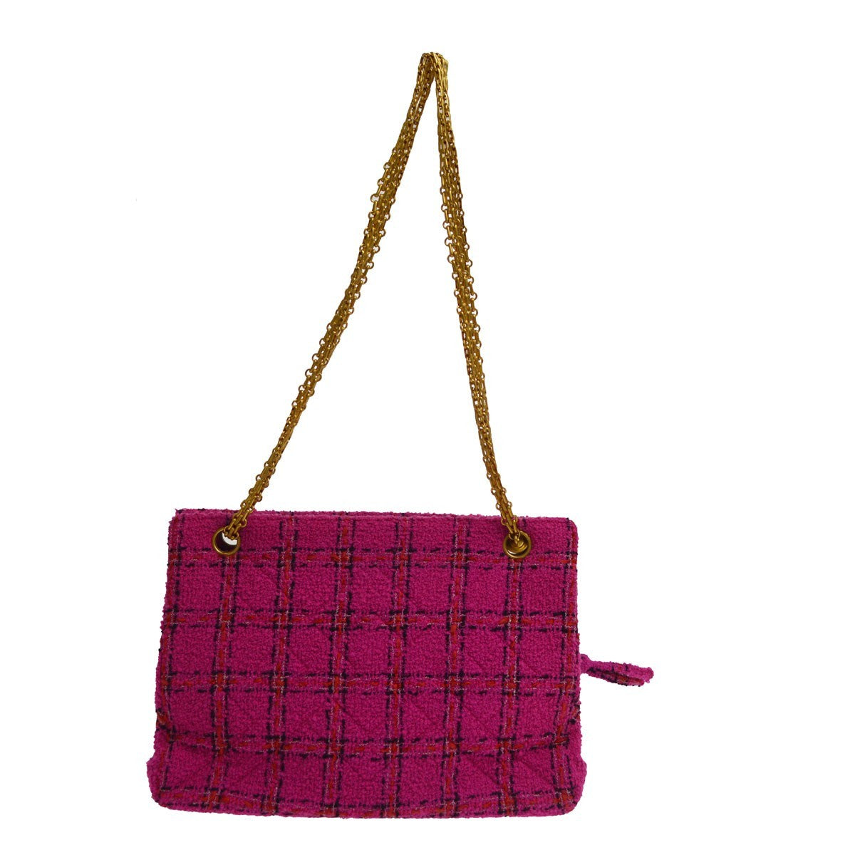 Chanel Vintage Mademoiselle Chain Zip Quilted Terry Cloth Pink Tweed Tote Bag Bag (Pre-Owned)