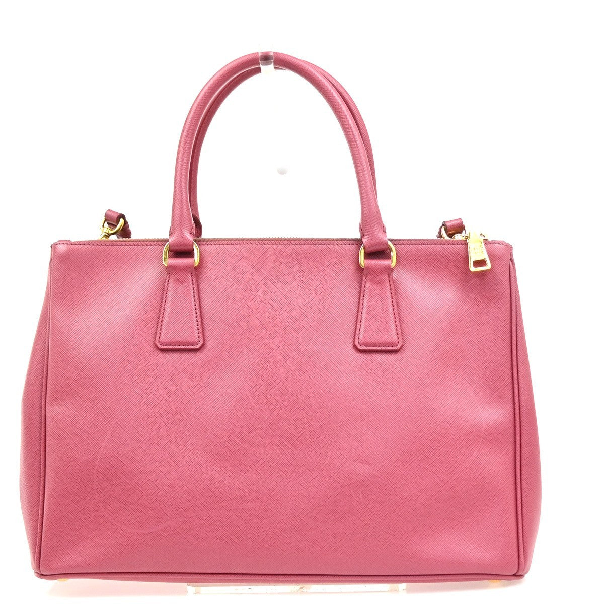 Prada Double Zip Lux Convertible Tote Saffiano Leather Pink Leather Tote Bag Bag (Pre-Owned)