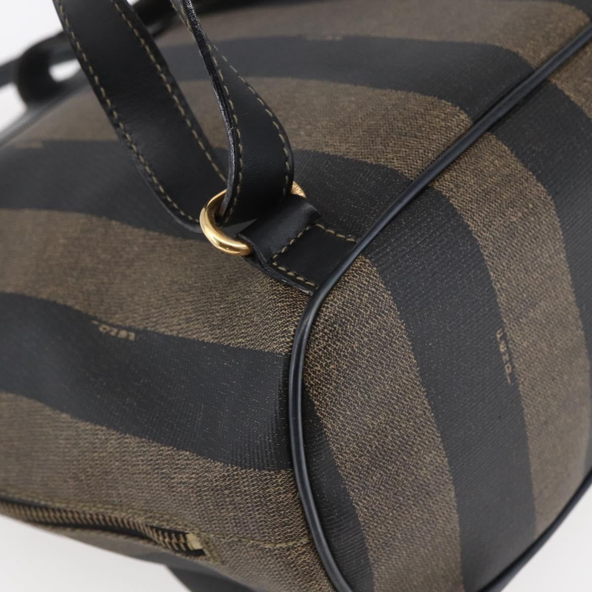 Fendi Vintage Pequin Logo Coated Canvas Brown Canvas Backpack Bag (Pre-Owned)