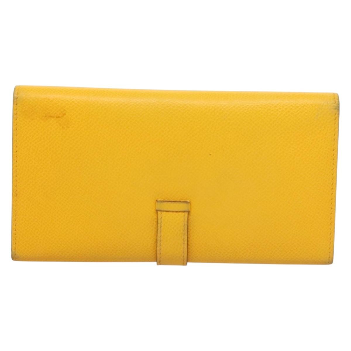 Hermes Bearn Epsom Yellow Leather Wallets Accessory (Pre-Owned)