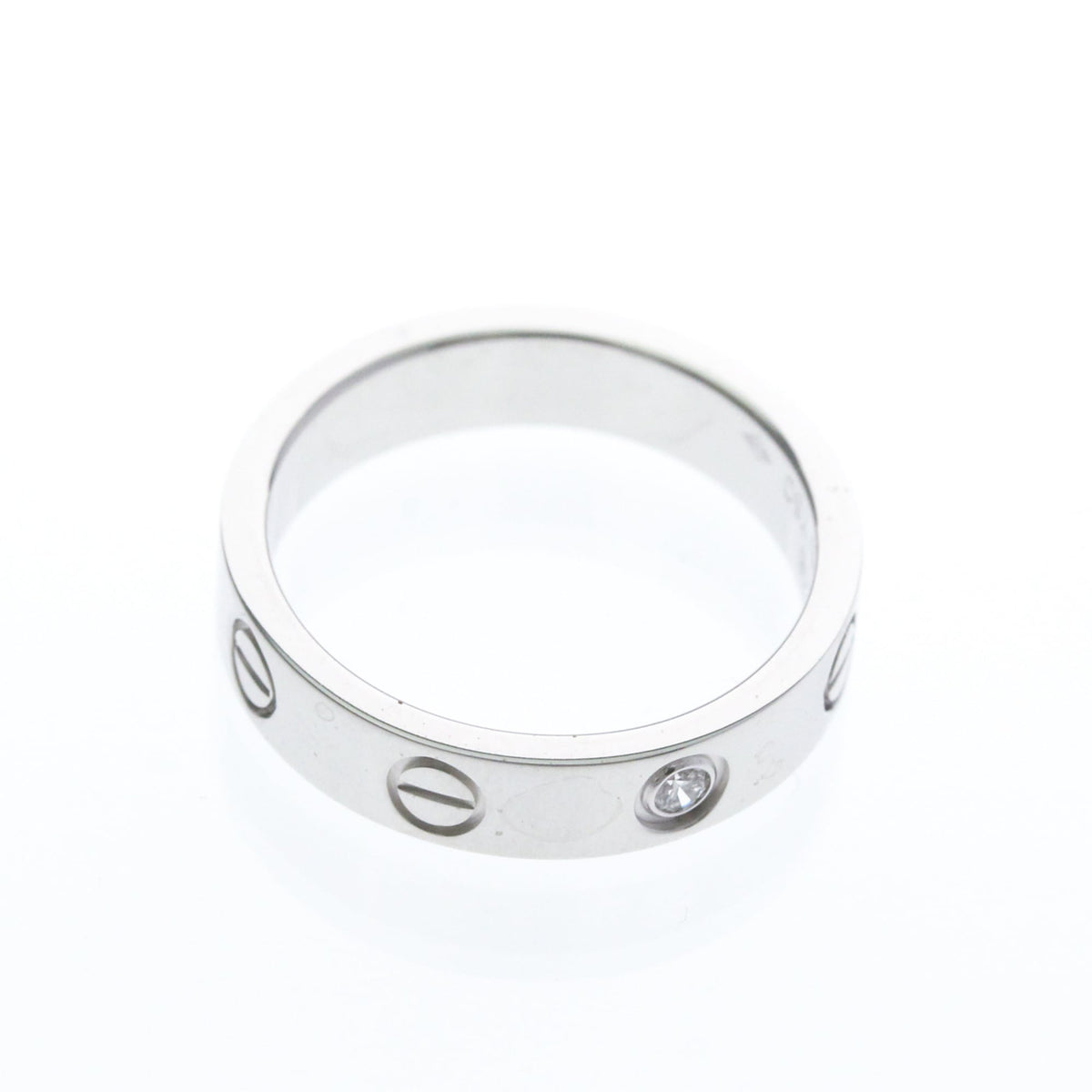 Cartier Love 1 Diamond Band White Gold And Diamond Silver White_Gold Ring Jewelry (Pre-Owned)
