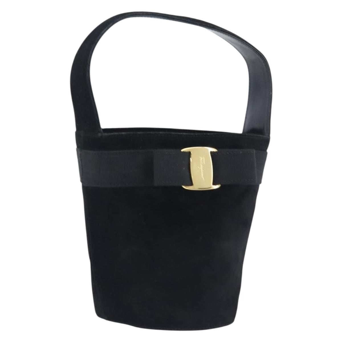 Salvatore Ferragamo Vala Suede Black Suede Shoulder Bag Bag (Pre-Owned)