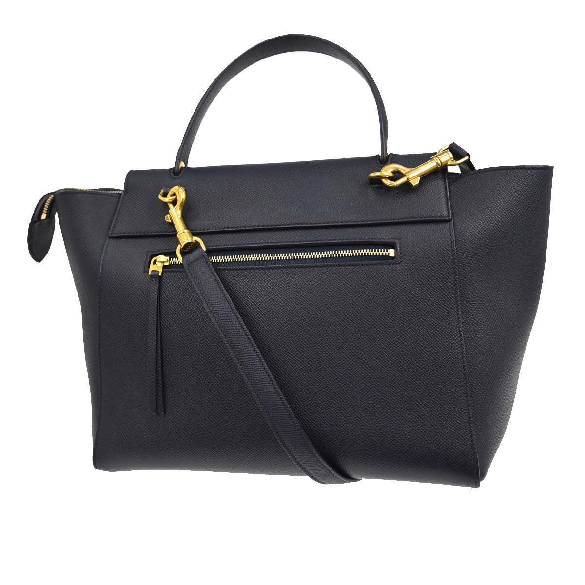 Celine Belt Textured Leather Blue Leather Handbag (Pre-Owned)