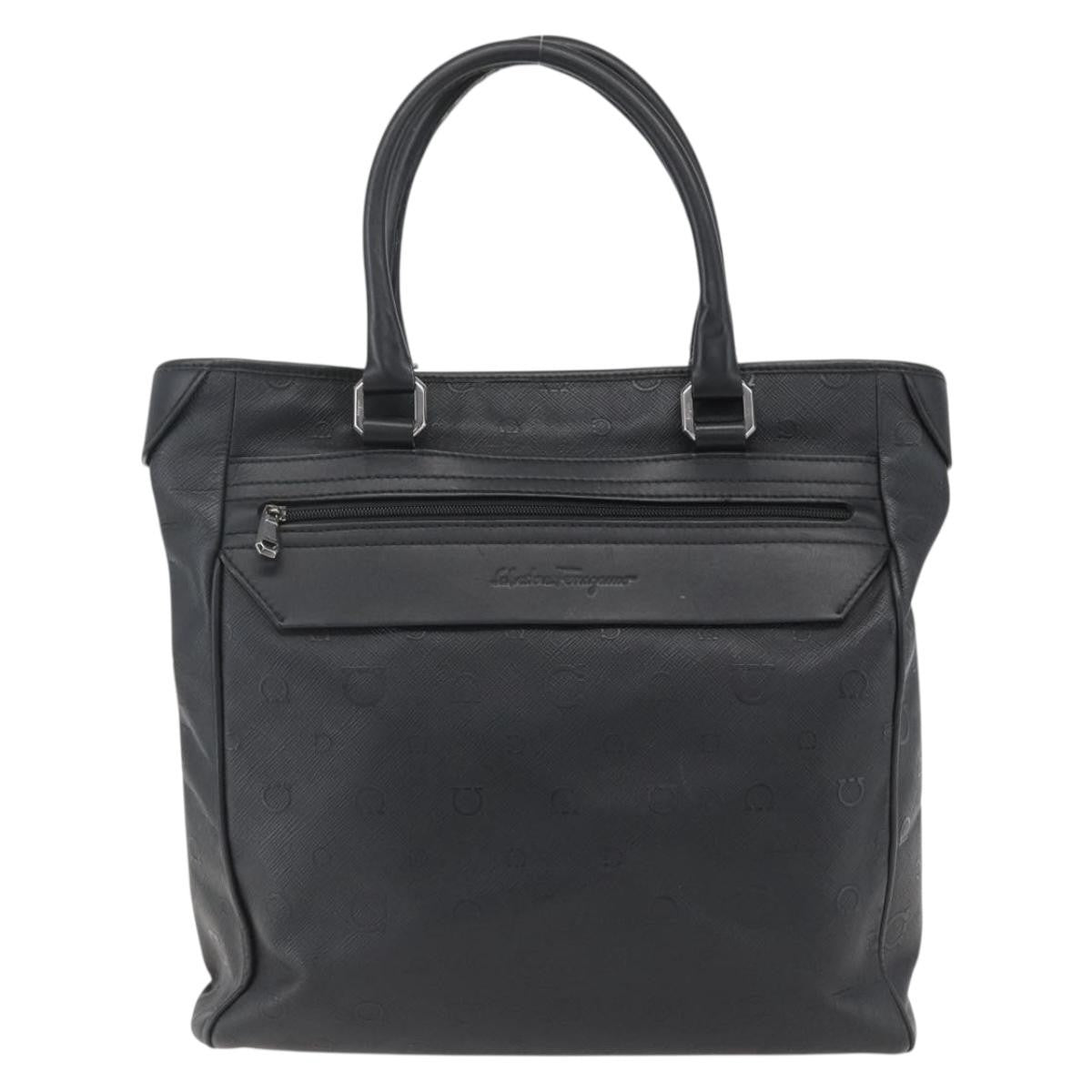 Salvatore Ferragamo Vintage Leather Black Leather Tote Bag Bag (Pre-Owned)
