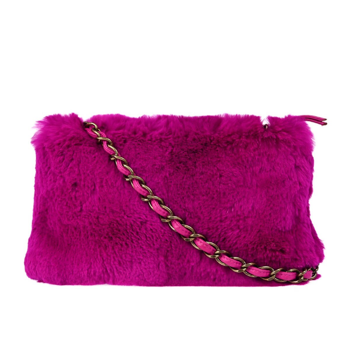 Chanel Vintage Cc Chain Rabbit Fur Purple Fur Shoulder Bag Bag (Pre-Owned)