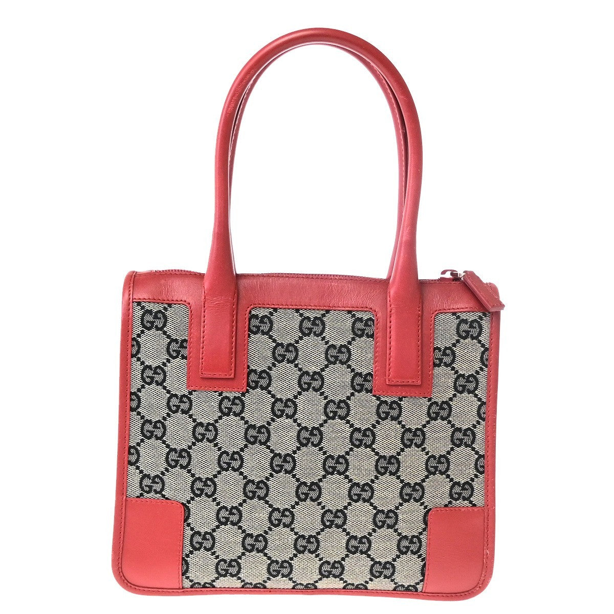 Gucci Vintage Zip Tote Gg Canvas With Leather Gray Canvas Tote Bag Bag (Pre-Owned)