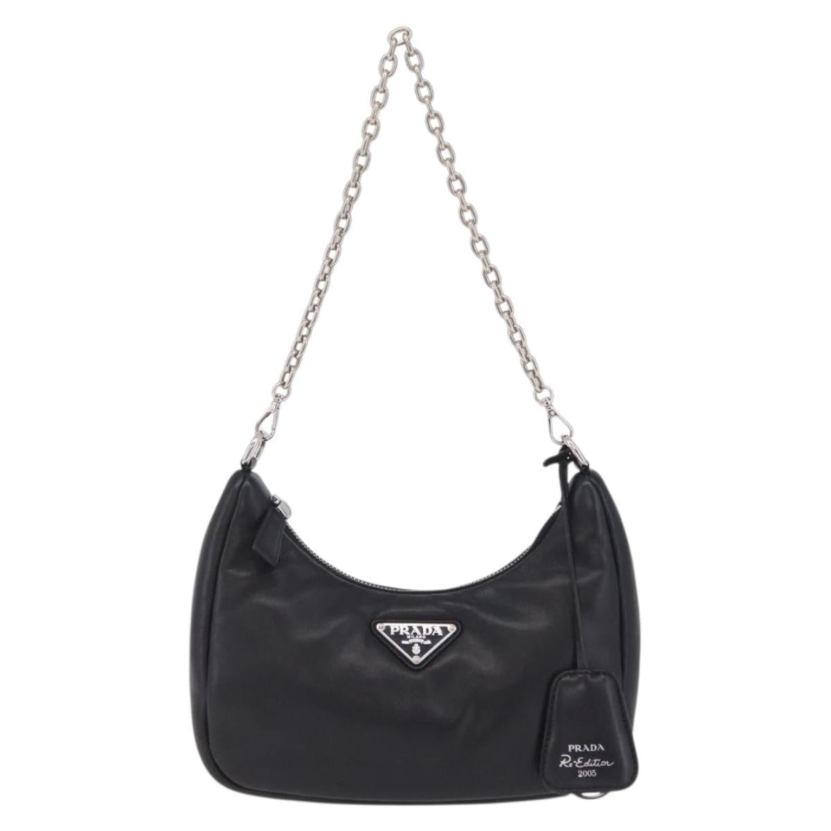 Prada Re-Edition 2005 Nappa Leather Black Leather Shoulder Bag Bag (Pre-Owned)
