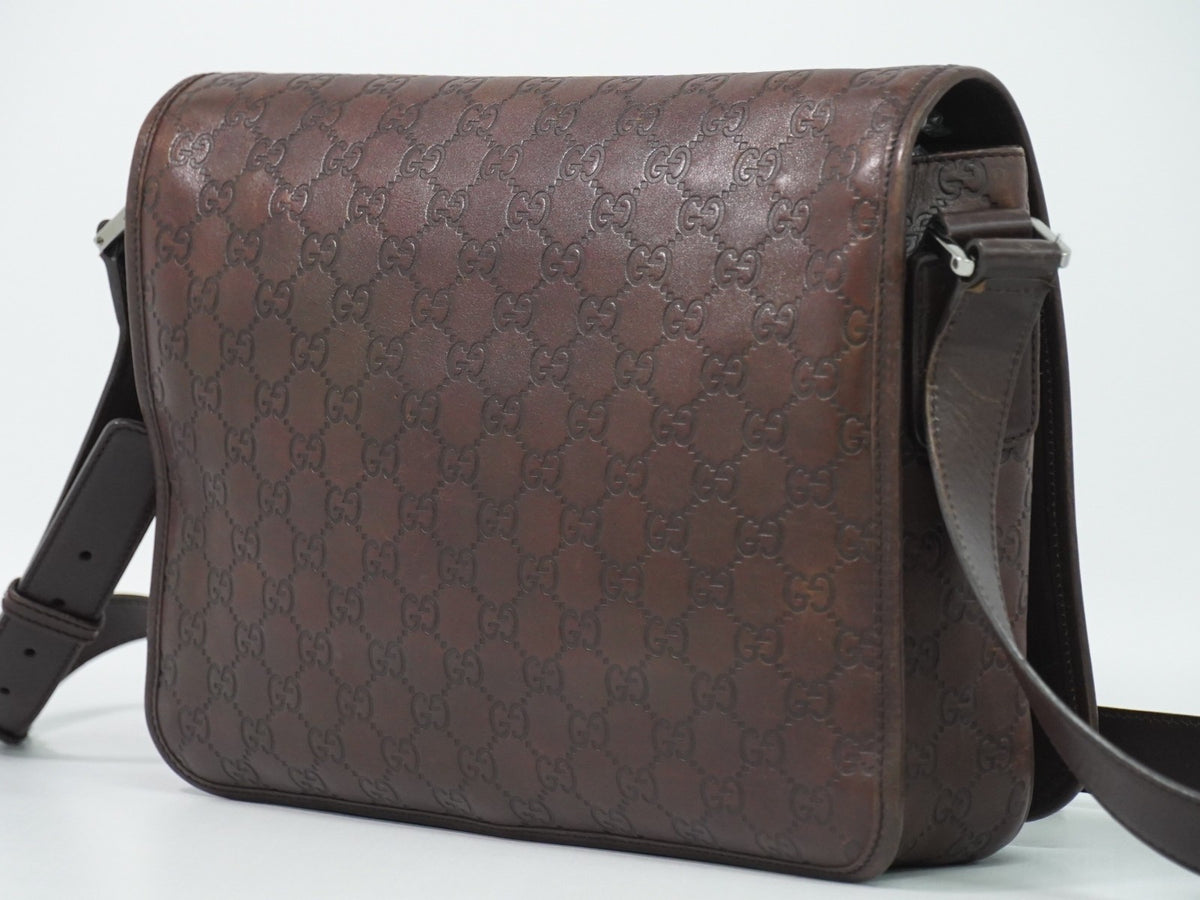 Gucci Flap Messenger Bag (Outlet) Guccissima Leather Brown Leather Shoulder Bag Bag (Pre-Owned)