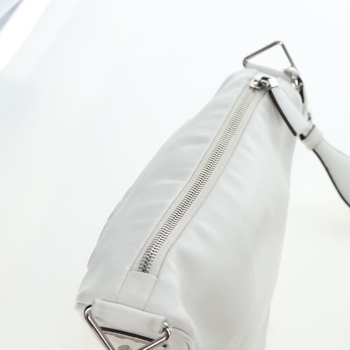 Prada Triangle Logo Wristlet Embossed Leather White Leather Clutche & Pouche Bag (Pre-Owned)