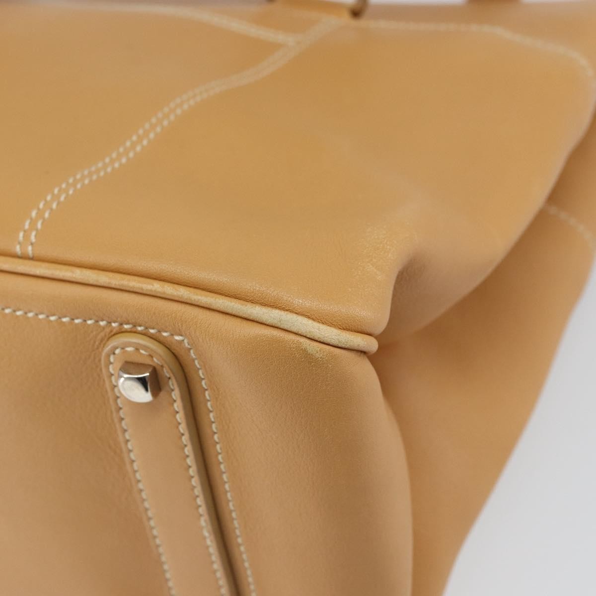 Salvatore Ferragamo Gancini Tote Leather Beige Leather Tote Bag Bag (Pre-Owned)