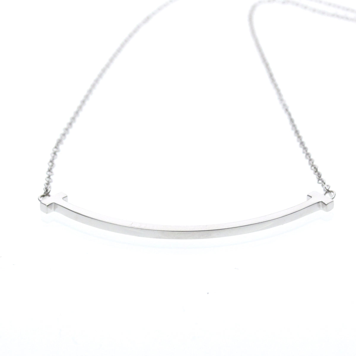 Tiffany & Co. T Smile Pendant 18K White Gold Silver White_Gold Necklace Jewelry (Pre-Owned)