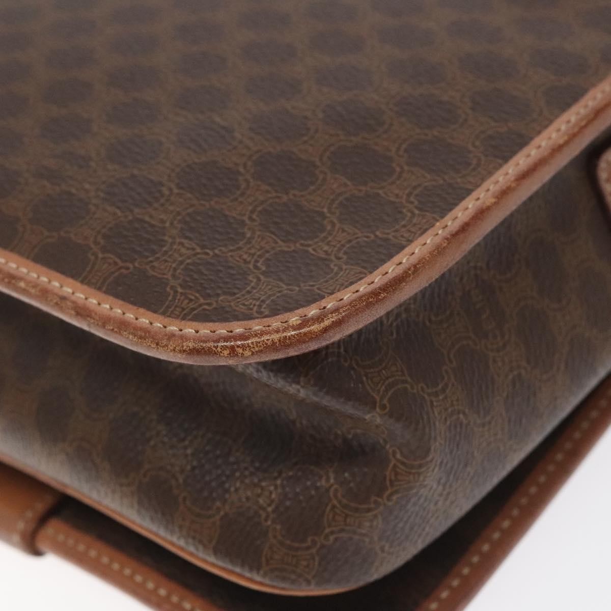 Celine Vintage Macadam Circle Logo Canvas And Leather Brown Canvas Shoulder Bag Bag (Pre-Owned)