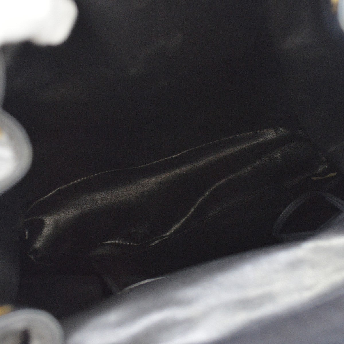 Chanel Cc Backpack Lambskin Black Leather Backpack Bag (Pre-Owned)