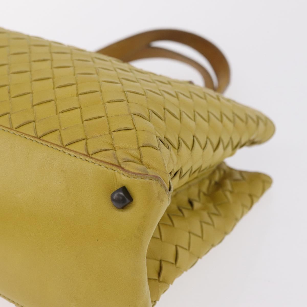 Bottega Veneta Belted Intrecciato Nappa Yellow Leather Tote Bag Bag (Pre-Owned)