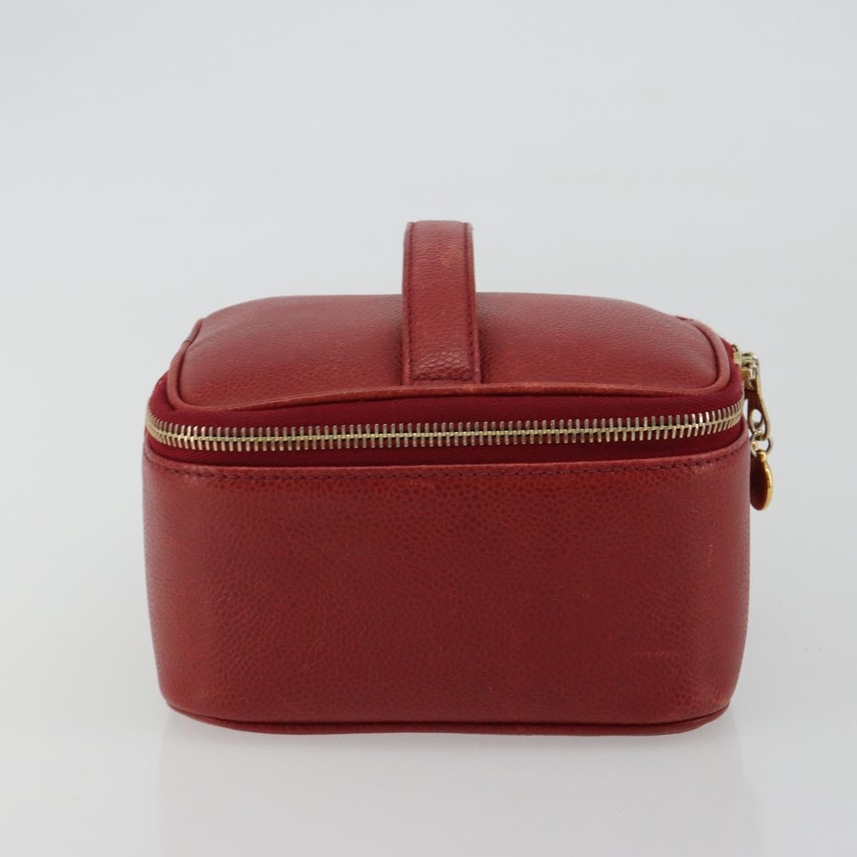 Chanel Vintage Timeless Cosmetic Case Caviar Red Leather Clutche & Pouche Bag (Pre-Owned)