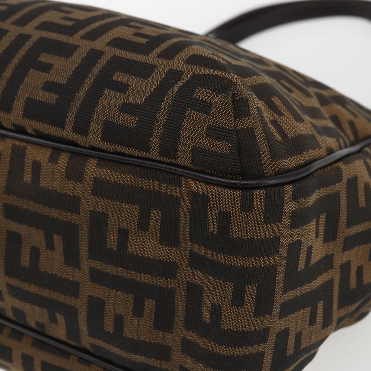 Fendi Chef Pleated Shopping Tote Zucca Canvas Brown Canvas Tote Bag Bag (Pre-Owned)