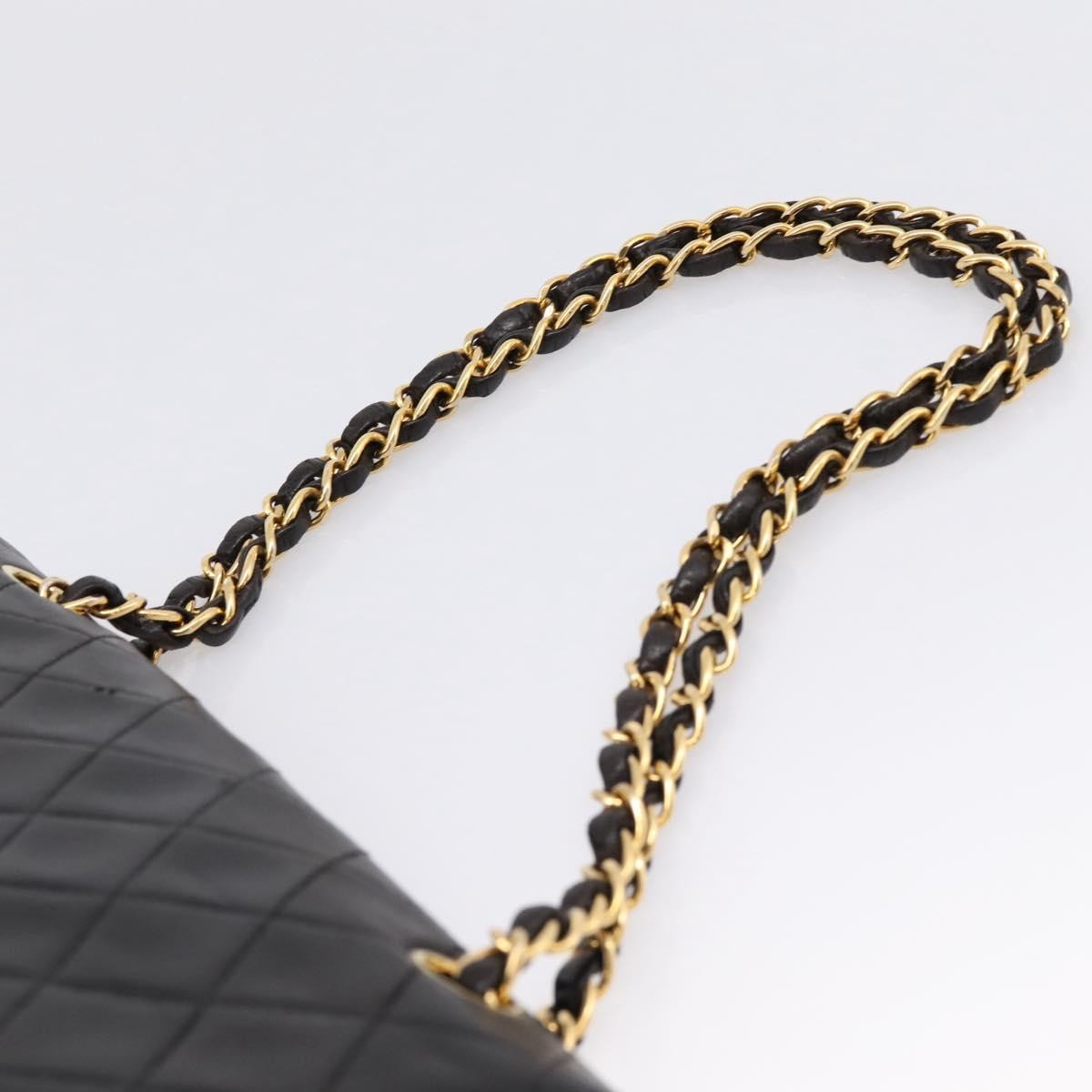 Chanel Classic Double Flap Quilted Lambskin Black Leather Shoulder Bag Bag (Pre-Owned)