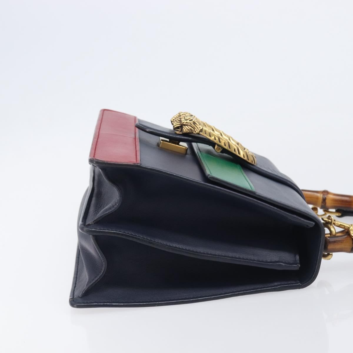 Gucci Dionysus Bamboo Top Handle Leather Navy Leather Handbag (Pre-Owned)